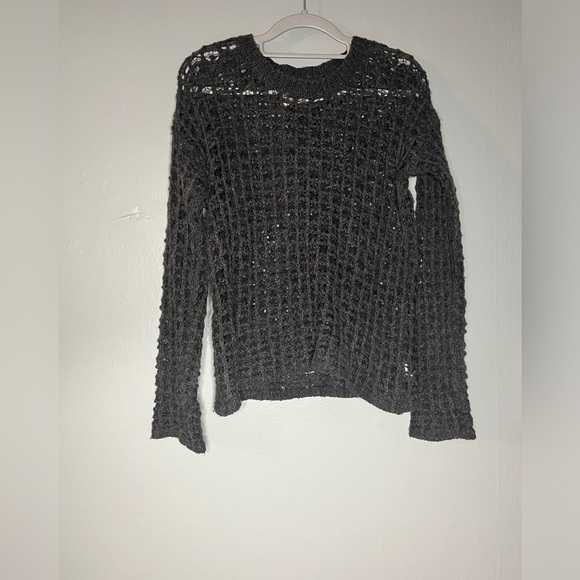 Graham & Spencer wool blend grey crochet knit pullover top - Picture 1 of 9